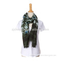 swallow gird printing scarf tie dyeing shawl with fringes dark green
